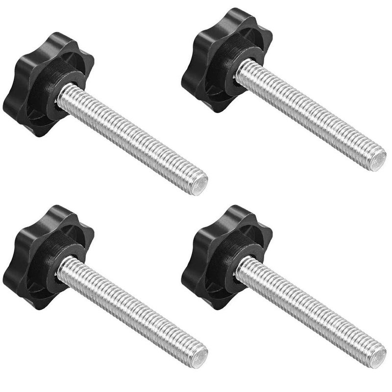 ZLYY Black M8 x 60mm Thread Replacement Star Hand Screw-on Knobs, Hex Quick Clamping Bolt Knob, Pack of 4 Set - Image 1